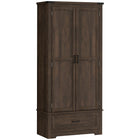 HOMCOM 69" H Tall Kitchen Storage Cabinet with Adjustable Shelves - Coffee Brown-4-tier shelf hutch cabinet and drawer maximize storage space 