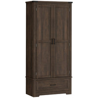 HOMCOM 69" H Tall Kitchen Storage Cabinet with Adjustable Shelves - Coffee Brown-4-tier shelf hutch cabinet and drawer maximize storage space 