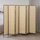 HOMCOM 6 Panel Handwoven Freestanding Room Divider for Bedroom - Brown-Adds boho flair with hand-woven panels, creating a stylish and inviting atmosphere.
