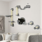 PawHut 5-Piece Cat Wall Shelves Set - Light Grey-Particleboard construction with necessary wall mounting accessories included 