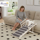 PawHut 15"-19"H Folding Dog Ramp with Non-Slip Carpet and Safety Side Rails-Carpeted surface with wood slats provides superior grip for confident climbing 