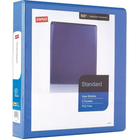 Staples Standard View Binder with D-Rings - 1 1/2" - Periwinkle-Slant rings have a high page capacity compared to same size round rings