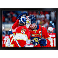 Alexander Barkov & Sergei Bobrovsky Panthers 2025 Playoffs - Framed Canvas - 31" x 22"-Premium canvas print with gallery-wrapped edges