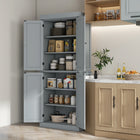 HOMCOM 72.5" H Freestanding 4-Door Kitchen Pantry Cabinet with Shelves - Grey-Two adjustable shelves allow easy storage of oversized items without worrying about their fit 