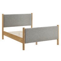 Modway Maven Full Size Fabric Upholstered Platform Bed - Wheat Oak-Wooden Bed Frame