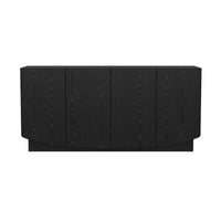 Manhattan Comfort Ardea 60" Contemporary 4-Door Sideboard - Black-Wood Grain Laminate Finish: Warm, natural wood look with a durable, easy-to-clean surface