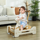 Qaba 5-in-1 Toddler Rocking Horse with Balance Board - Brown-Safety guardrail and footrest enhance security during use 