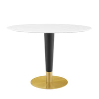 Modway Zinque 42" Oval Dining Table - Gold White-Modern Dining Table