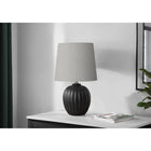 Monarch Specialties 19" H Transitional Table Lamp - Black Resin / Grey Shade-The unique textured finish base with a fluted, concrete-look design adds depth and character, making it a standout addition to your home while brightening up your favorite corners