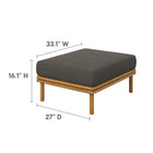 Modway Wren Outdoor Patio Teak Wood Ottoman - Natural/Flint Grey-Premium Sunproof Fabric