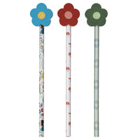 Pep Rally #2 HB Flower Eraser Pencil - Secret Garden - Set of 3-3-pack of HB No.2 pencils with floral patterns