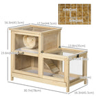 PawHut 2-Tier Wooden Hamster Cage with Hutch - 31" x 16" x 23.5"-Elevated design lifts your pet off of the ground, to keep your pet dry and warm