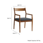 Modway Solara Vegan Leather Wood Dining Armchairs - Walnut/Black - 2 Pack-Vegan Leather Upholstered Seats