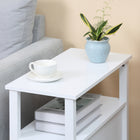 HOMCOM Slim End Table with 2 Drawers and Storage Shelf - White-Upper Shelf Size: 10.5" W x 23" D x 7.75" H