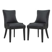 Modway Marquis Faux Leather Dining Chair - Black - 2 Pack-Elegant Modern Dining Side Chair
