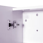 HOMCOM Wall Mount Medicine Cabinet with Mirror and Two Doors - Light Lilac-Equipped with buffering hinges for soft closing the door  