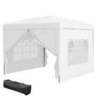 Outsunny 10' ft W x 10 ft L Outdoor Pop Up Party Tent with Carrying Bag - White-High density silver coated Oxford material water-resistant and UV resistant