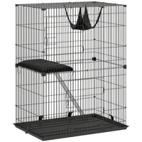 PawHut 2-Tier Cat Cage Indoor with Hammock - Cushions for 1-2 Kittens-Two-tier vertical design meets your cat's climbing instincts naturally
