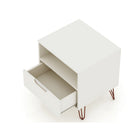 Manhattan Comfort Rockefeller 20.08" Mid-Century Modern 1-Drawer Nightstand - Off White-Fashionable Wire Splayed Legs Made of Metal for Extra Durability