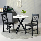 HOMCOM Farmhouse Wood Dining Chairs with Cross Back - Black - Set of 2-Simple design is stylish and elegant to match your other furniture