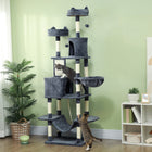 PawHut 81" Large Cat Tree with Scratching Posts, Condos and Beds - Dark Grey-Various facilities for lounging, relaxing, and playing 