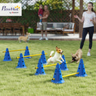 PawHut Portable Dog Agility Hurdle Cone Set with 8 Cones, 8 Poles and Carry Bag - Blue-Three adjustable heights for different pet sizes 