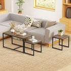 HOMCOM Nesting Coffee Table for Living Room - Brown - 3 Pack-Nesting design can save a lot of space when not in use