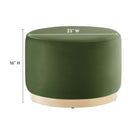 Modway Tilden Large 23" Round Performance Velvet Upholstered Ottoman - Moss Green/Natural-Stain-Resistant Fabric