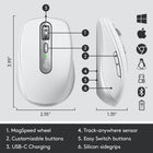 Logitech MX Anywhere 3 Compact Performance Wireless Mouse - Pale Gray-Work faster with button customizations and predefined profiles for Adobe Photoshop, Adobe Premiere Pro, Final Cut Pro, Google Chrome, Safari, Zoom, and Microsoft Teams, Word, Excel, & PowerPoint