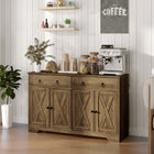 HOMCOM 47.6" L Sideboard Buffet Cabinet with Storage - Tan-Equipped with two adjustable shelves to accommodate items of various heights