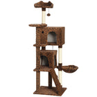 PawHut 63" Cat Tree with Sisal Scratching Posts and Condos - Leopard Print-Features a condo, hammock and platforms, meeting all your cat's needs 