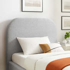 Modway Keynote Upholstered Fabric Curved Twin Platform Bed - Heathered Weave Light Grey-Wood Slat Support