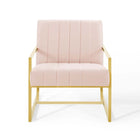 Modway Inspire Channel Tufted Performance Velvet Armchair - Pink-Chair Weight Capacity: 441 lb
