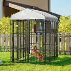 PawHut Covered Dog Kennel for Medium and Large Dogs - 6' L x 4' W x 6' H - Black-Ample room for play and comfort 