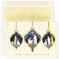 JAM Paper Christmas Cards & Matching Envelopes Set - 7-6/7" x 5-5/8" - Christmas Blessings Ornaments - 18 Pack-Christmas Blessings Ornaments Design