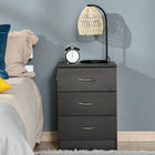 HOMCOM Bedside Table with 3 Drawers - Brown-Anti-tipping design for safety 