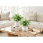 Monarch Specialties 9368 16" Tall Artificial Eucalyptus Grass - White Pots - Set of 2-Designed with environmentally friendly materials, this artificial plant set delivers lasting style with no maintenance required