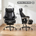 HOMCOM Executive Office Chair with Footrest and Wide Seat - Black-Office chair reclines 135° with footrest, suitable for relaxing breaks