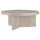 Hudson&Canal Holm 36"W Round Coffee Table - Alder White-Tabletop features a weight capacity of 60 lbs