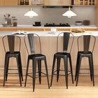 HOMCOM Bar Stools with Removable Back and Metal Frame - Black - 4 Pack-Removable back to switch up the look instantly
