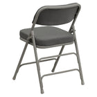 Flash Furniture HERCULES Series Premium Curved Triple Braced & Double Hinged Grey Fabric Metal Folding Chairs - 2 Pack-Grey Fabric Upholstery