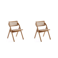Manhattan Comfort Lambinet 20.87" Industry Chic Dining Folding Chair - Nature - Set of 2-Modern - Industry Chic Cane Folding Dining Chair Perfect for Dining Room Use. Set of 2
