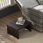Outsunny Wicker Outdoor Ottoman with Removable Cushions - Khaki-Horn toggle buttons to keep cushions fixed in place