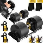 MotionGrey V3 Adjustable Dumbbell Set with Quick-Twist Adjustment for Home Gym - 9-53 lb - 2 Pack-Two adjustable dumbbells cover a 9-53 lb range for progressive full-body strength training