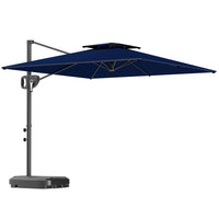 Outsunny 8' L x 9' W Square Cantilever Patio Umbrella with Fillable Base - Dark Blue-Includes the cross base and fillable base, weighs up to 88 lb (40 kg) when filled with water