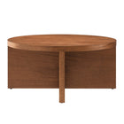Modway Silas Round Wood Coffee Table - Walnut-Leveling, Non-Marking Feet