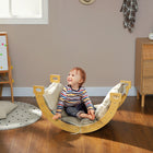 Qaba 3 in 1 Climbing Toy with Wooden Lader Acrh for Toddlers Climbing - Nature Wood-Included soft cushion enhances comfort 