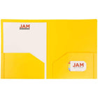 JAM Paper Plastic Heavy Duty Two Pocket Folders, Yellow, 108 Pack (383HYEB)-2 pocket