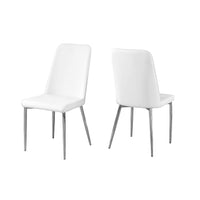 Monarch Specialties 1033 Dining Chair - White Leather-Look/Chrome - 2 Pack-Parson