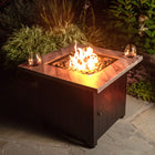 Endless Summer 30" The Harper Square Gas Fire Pit-Black embossed steel base with oil rubbed bronze finish